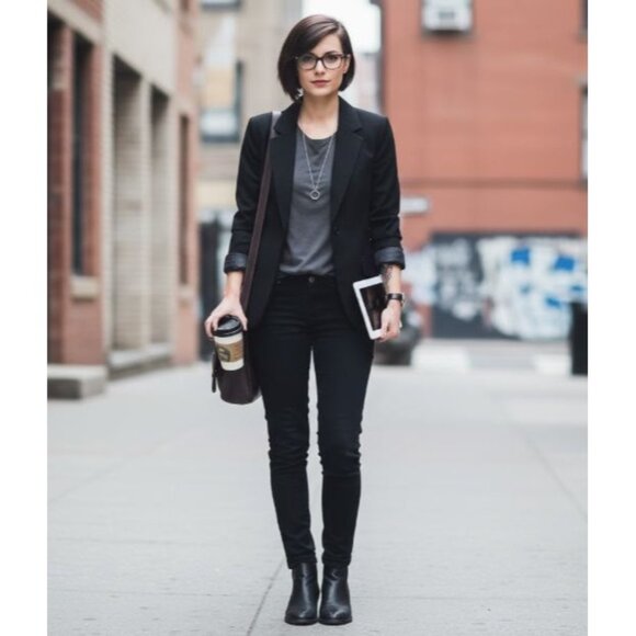 Harvé Benard Womens Black Wool Blazer Size 14 Single Button Classic Fit Made In - Picture 12 of 15